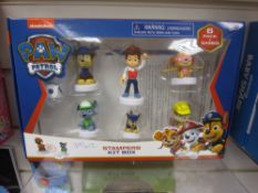 100Pcs Paw Patrol Brand New Sealed 6 Pack Stamper Set With Games In Side Such As Snakes & Ladde...