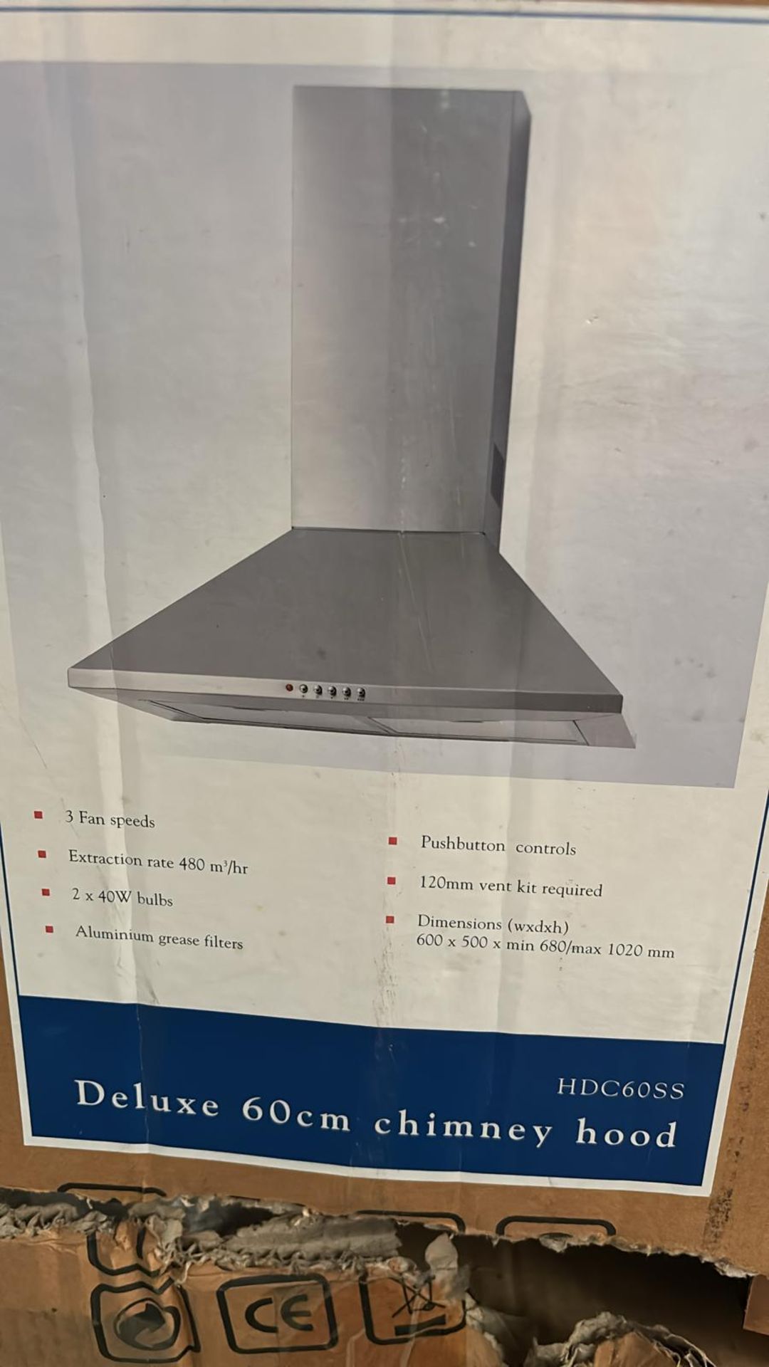 Brand New Boxed HDC60SS deluxe 60cm Chimney Hood RRP £179 - Image 2 of 2