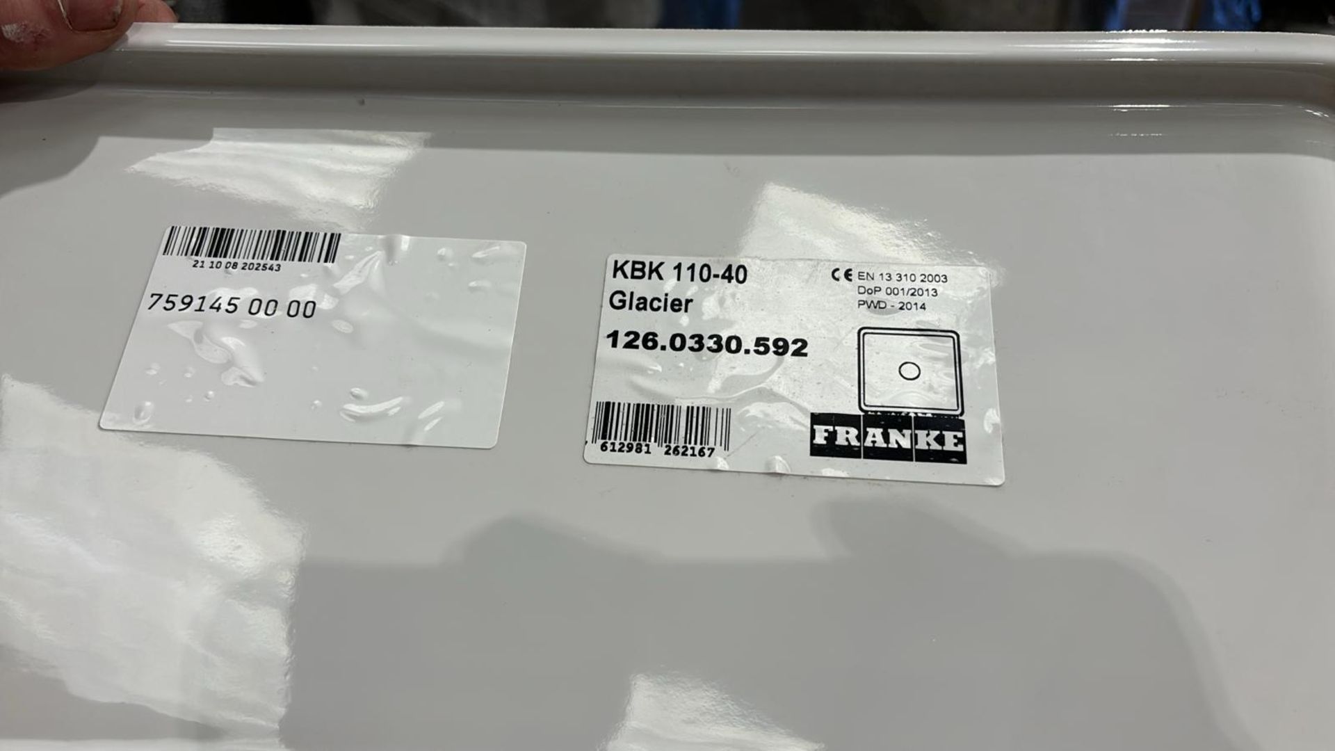 Ex-Display New Boxed Franke Kubus KBK 110-40 405mm Undermount Ceramic Kitchen Sink White RRP £567 - Image 2 of 3