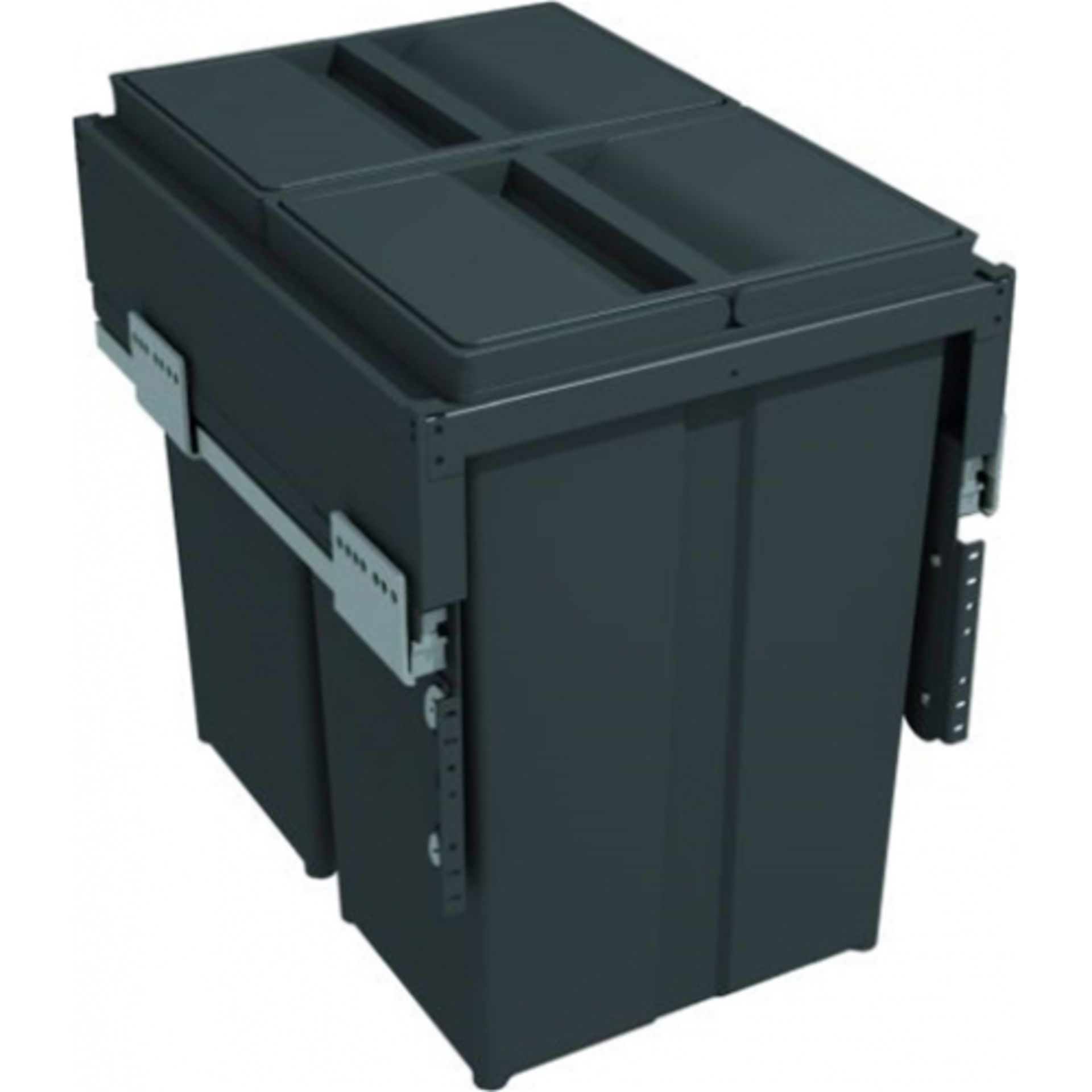Brand New Boxed Fitted Bins - Pull-Out Waste Bin With Plastic Lid, 2 x 29 Litre Bins RRP £303