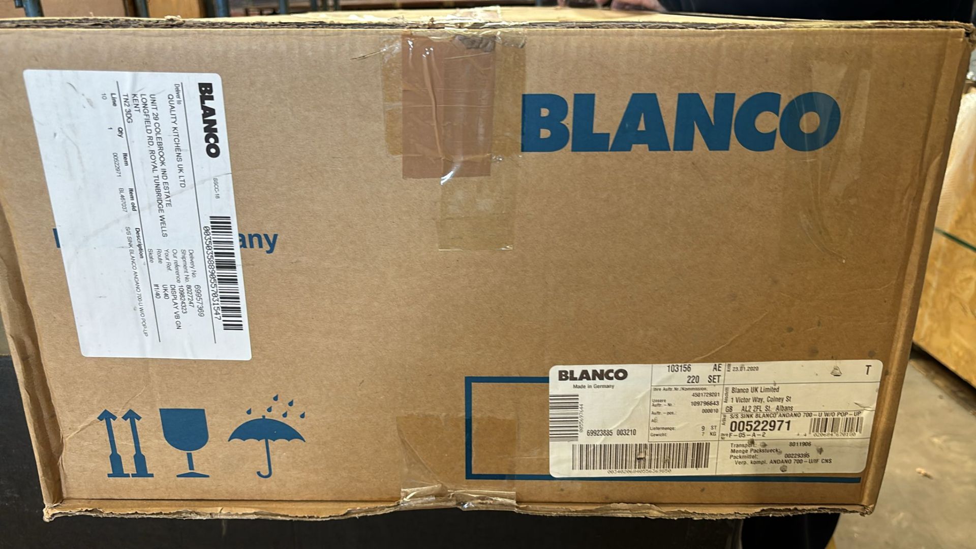 Brand New Boxed Blanco 522971 Andano Single Bowl Undermount Kitchen Sink RRP £548 - Image 2 of 2