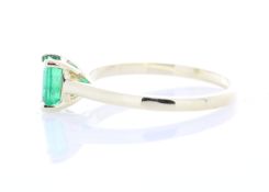 9ct Yellow Gold Single Stone Emerald Cut Emerald Ring 0.63 Carats