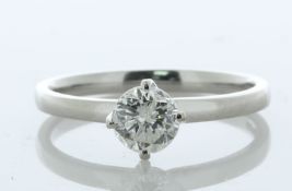 Platinum Single Stone Fancy Claw Set Diamond Ring 0.74 Carats