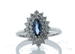 9ct White Gold Marquise Cluster Claw Set Diamond and Blue Topaz Ring 2.02 Carats