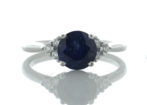 18ct White Gold Sapphire and Diamond Ring (S1.83) 0.19 Carats