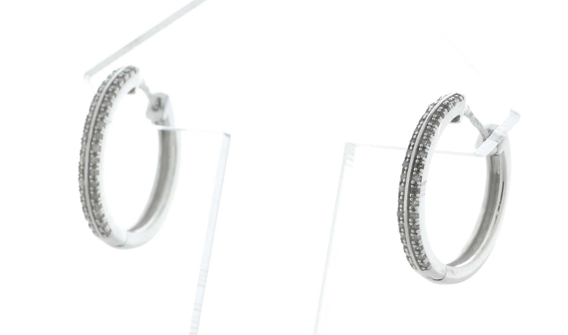 10ct White Gold Claw Set Semi Eternity Diamond Hoop Earring 0.50 Carats - Image 3 of 5