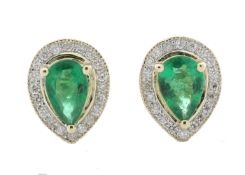 9ct Yellow Gold Other and Emerald Earring (E0.72)0.20
