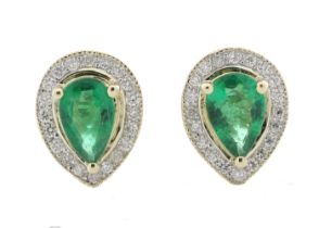 9ct Yellow Gold Other and Emerald Earring (E0.72)0.20