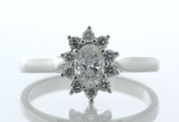 18ct White Gold Oval Cluster Diamond Ring (0.41) 0.61 Carats