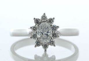 18ct White Gold Oval Cluster Diamond Ring (0.41) 0.61 Carats