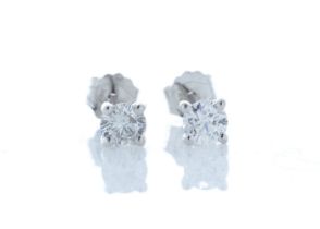 9ct White Gold Claw Set Diamond Earrings 0.42 Carats