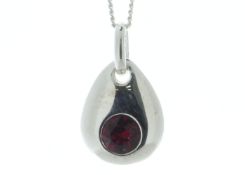 Sterling Silver July Birthstone 4mm Ruby Crystal Pendant