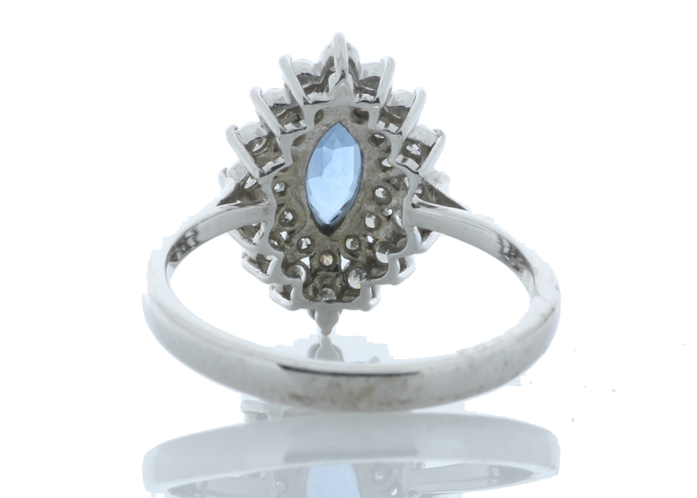 9ct White Gold Marquise Cluster Claw Set Diamond and Blue Topaz Ring 2.02 Carats - Image 3 of 4