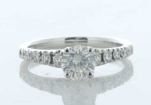 18ct White Gold Single Stone Prong Set With Stone Set Shoulders Diamond Ring (0.70) 1.01 Carats