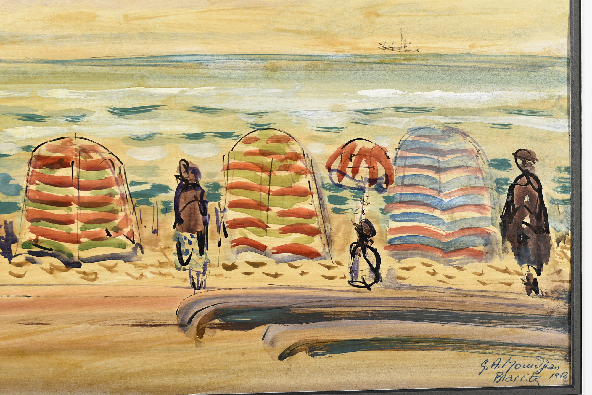 Original oil by Garabed Momdjian (1922 - 2006) ""Biarritz 1954"" - Image 4 of 7