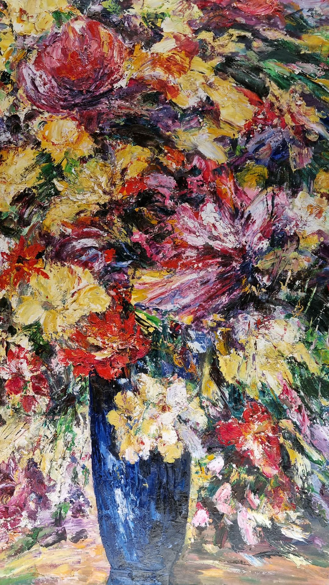Large Oil on Canvas, Vase of Flowers. - Image 2 of 11