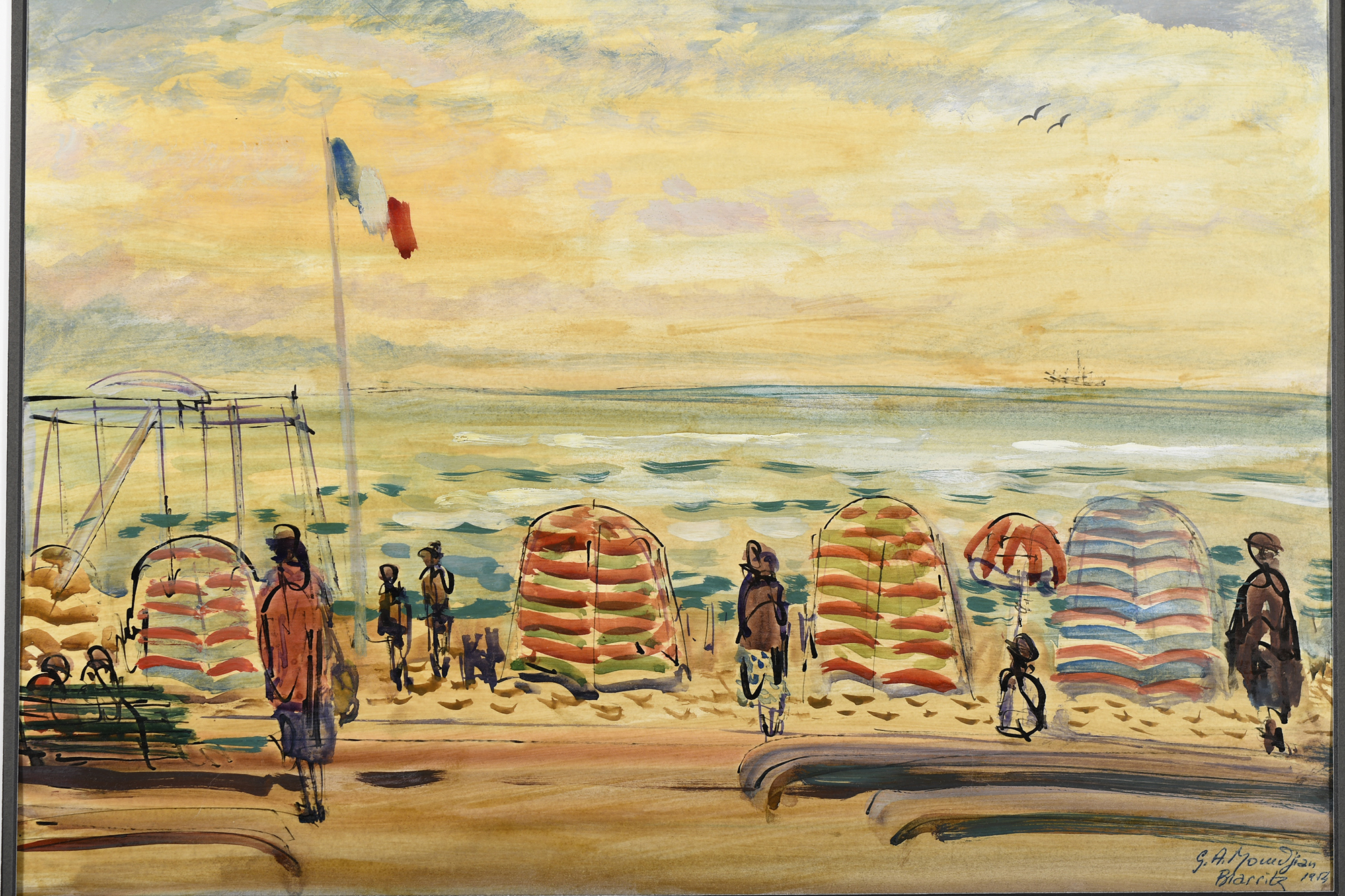 Original oil by Garabed Momdjian (1922 - 2006) ""Biarritz 1954"" - Image 2 of 7