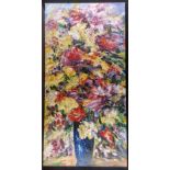 Large Oil on Canvas, Vase of Flowers.