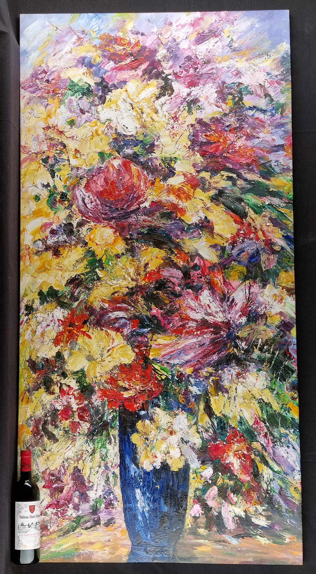 Large Oil on Canvas, Vase of Flowers. - Image 11 of 11