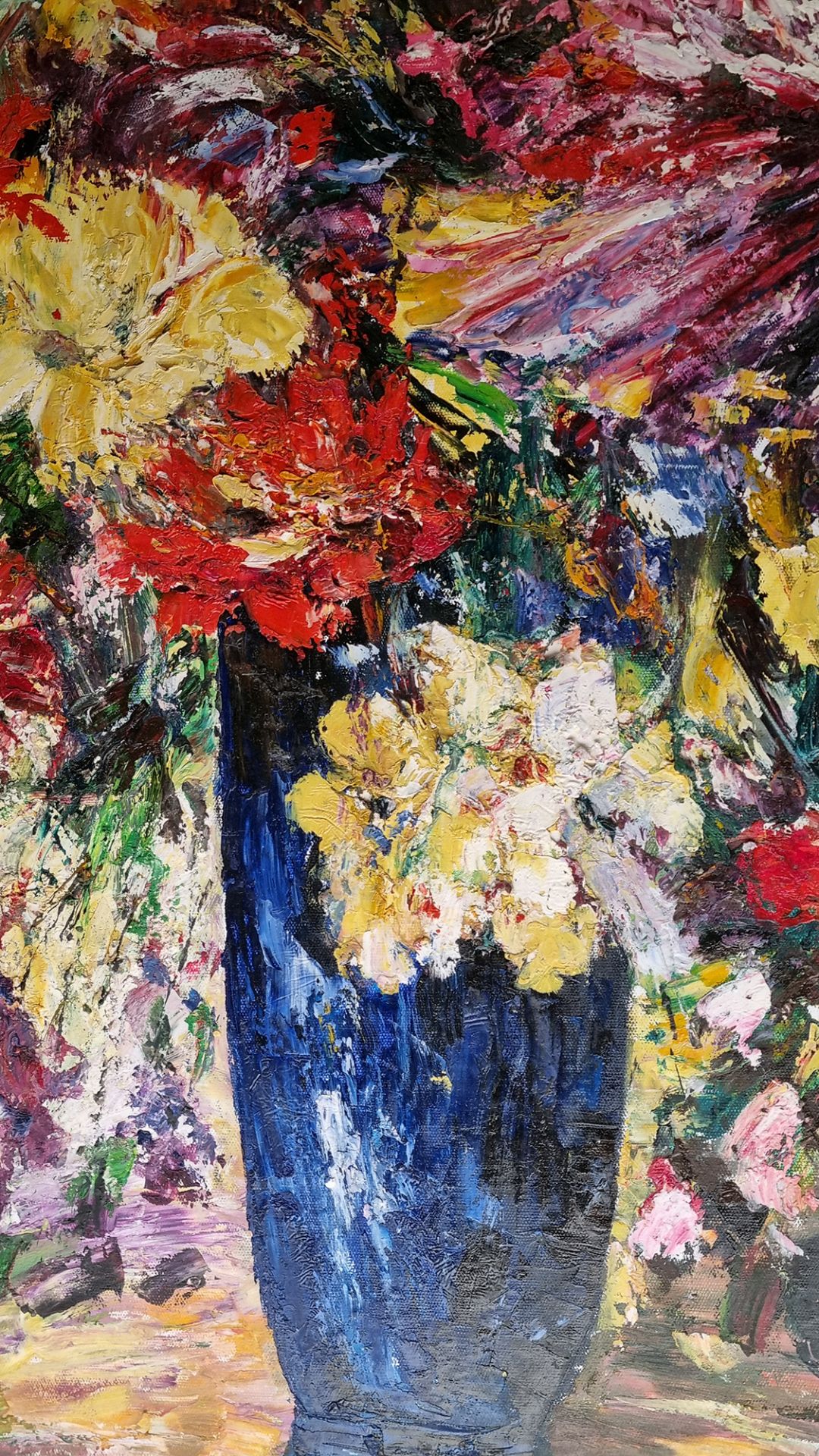 Large Oil on Canvas, Vase of Flowers. - Image 4 of 11
