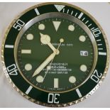 34 cm Silver Body Dark green Bazel Green Dial Clock