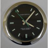 34 cm Silver Body Black Dial Clock