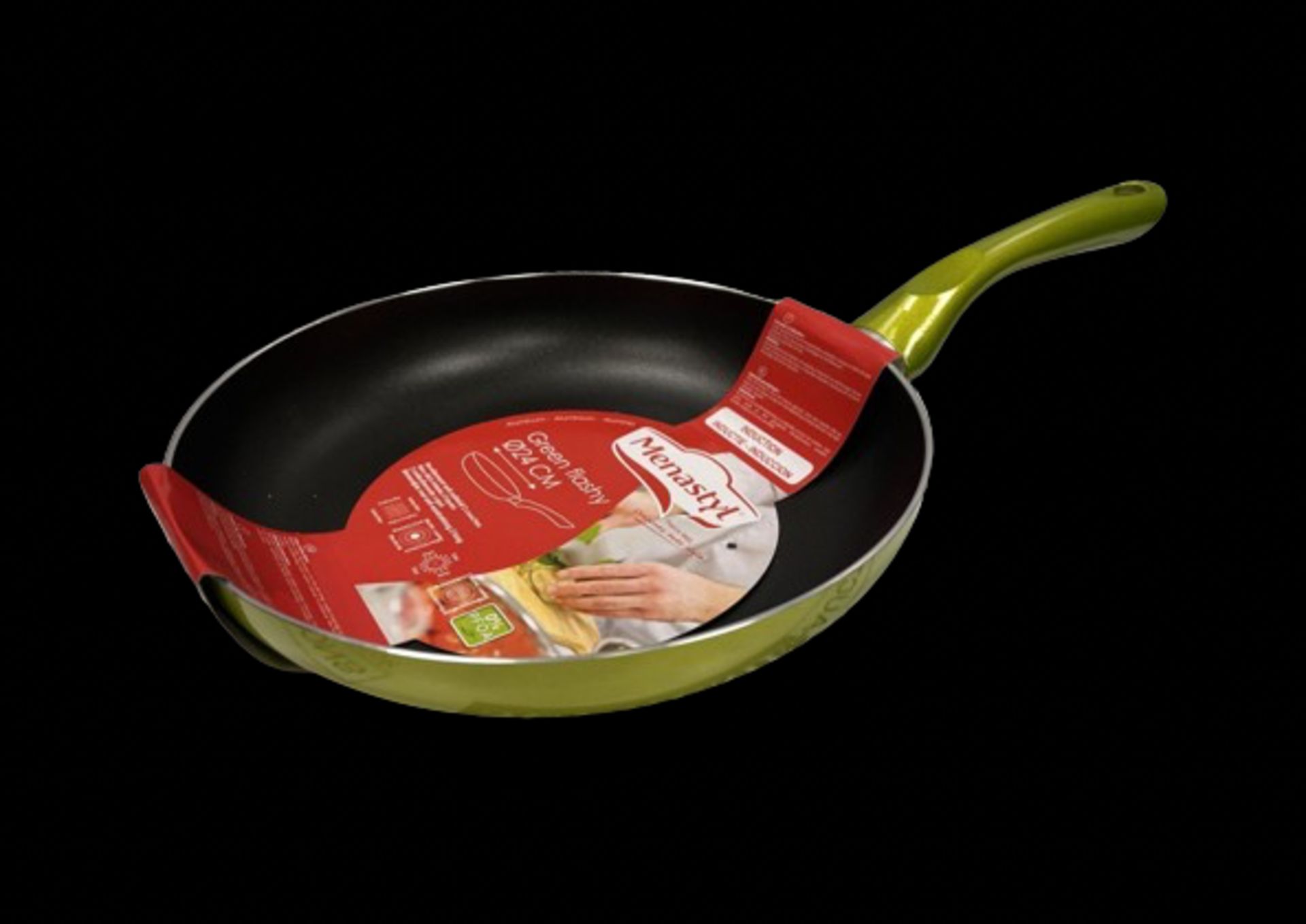 6 x Green Flashy Menastyl Frying Pan