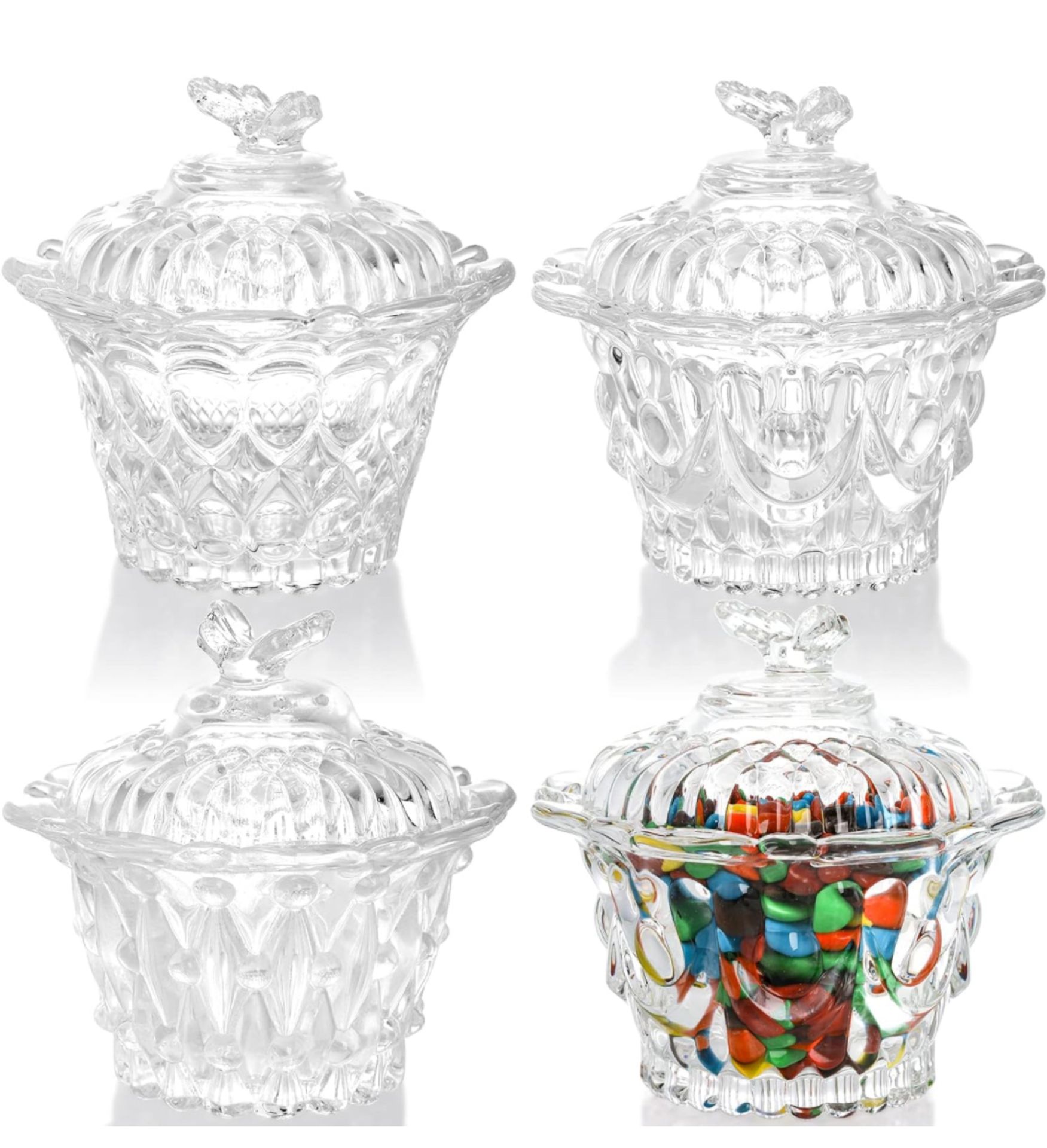 2 x Sets of 4 Candy Dishes with Lids