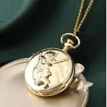 New! STRADA Japanese Movement Maine Coon Pattern Pocket Watch