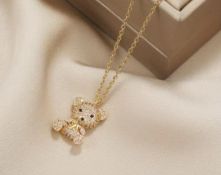 New! Cute Teddy Bear Pendant With Chain.
