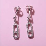 New! CZ Earrings in Rhodium Overlay Sterling Silver