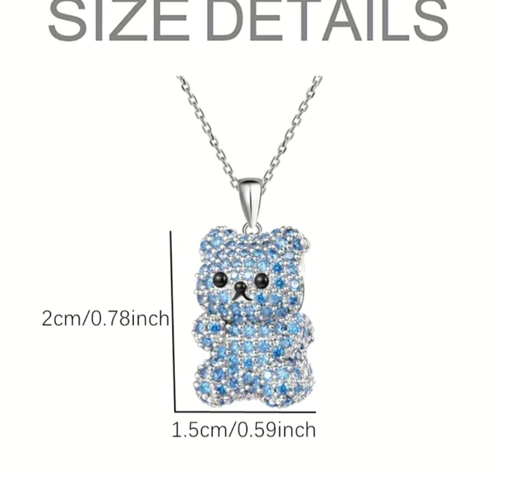 New! Exquisite Blue Rhinestone Bear Pendant - Image 3 of 6