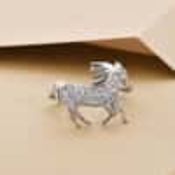 New! Elanza simulated CZ Unicorn Ring in Platinum Overlay Sterling Silver