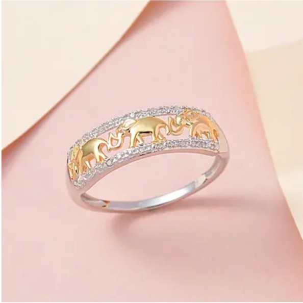 New! Diamond Elephant Band Ring