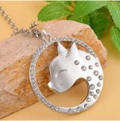 New! White Austrian Crystal Panther Pendant with Chain