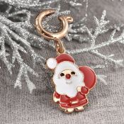 New! Christmas Santa Claus Enamelled Charm in Yellow Gold Tone