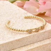 New! Simulated Diamond 3 Moveable Flower Bangle