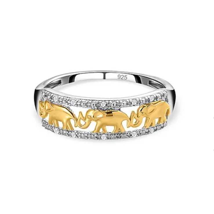 New! Diamond Elephant Band Ring - Image 3 of 5