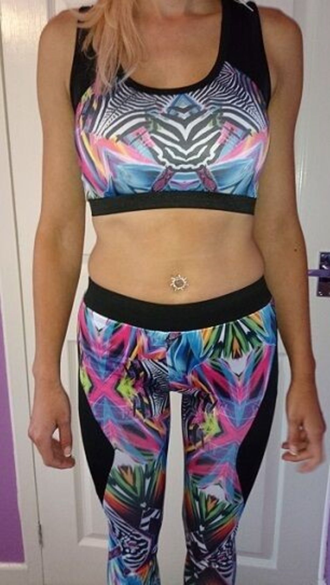 25 x Ladies Active Gym Yoga Leggings Vest Crop Top Outfit Bright Pink