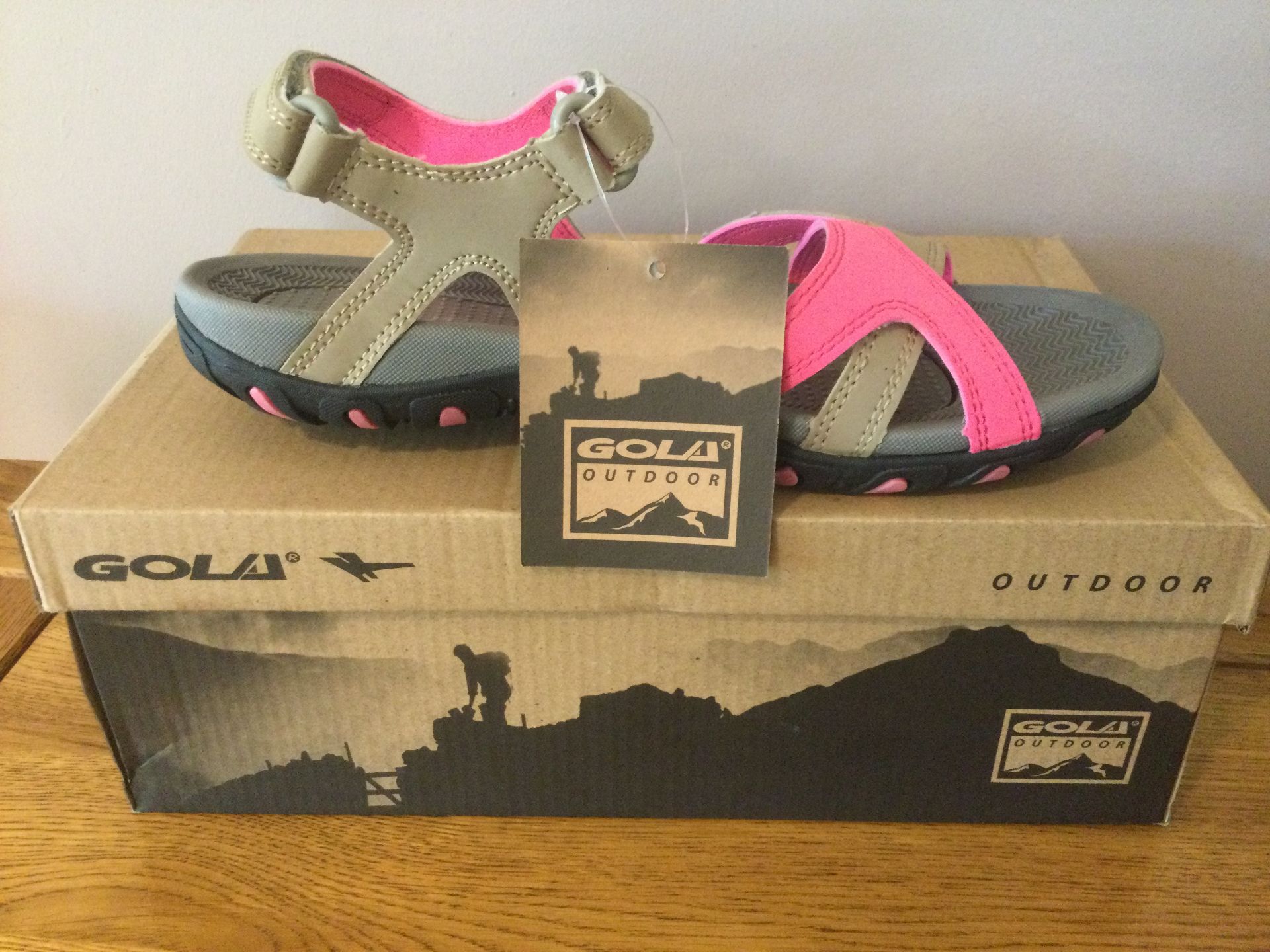 Gola Women's “Cedar” Hiking Sandals, Taupe/Hot Pink, Size 4 - Brand New - Image 2 of 4