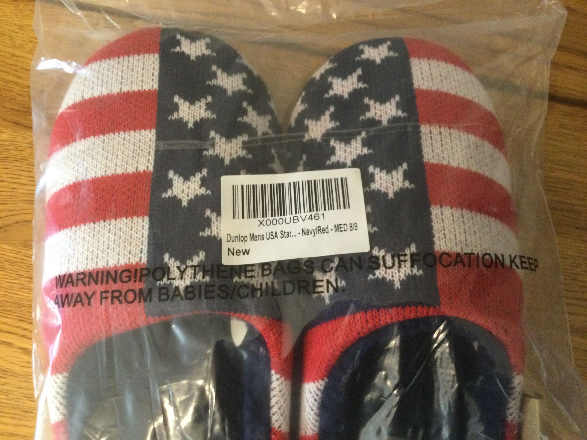 Job Lot 10 x Men's Dunlop, “USA Stars and Stripes” Memory Foam, Mule Slippers, Size M (8/9) - Image 5 of 7