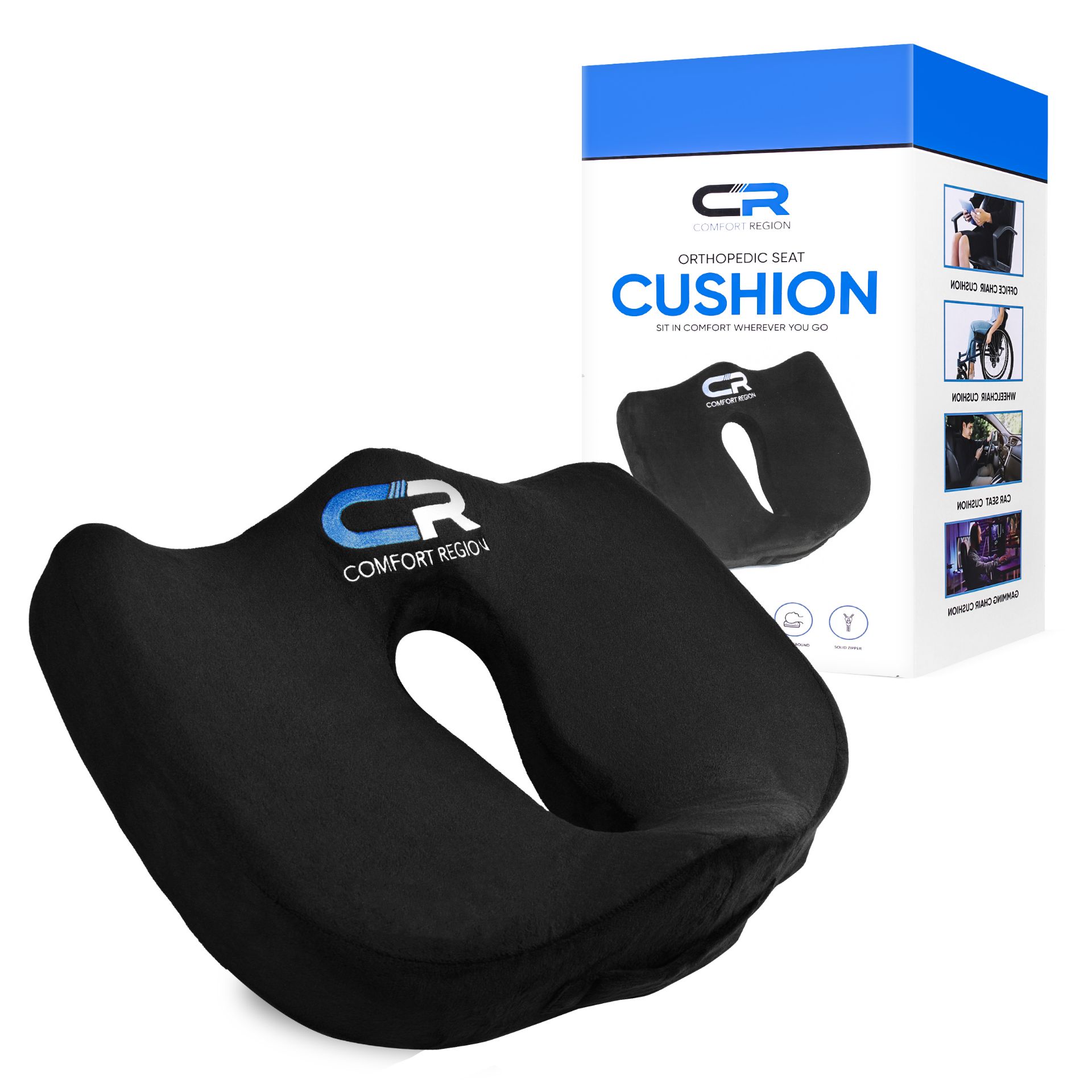 Comfort Region- Coccyx Cushion For Tailbone Pain, Memory Foam Gel Non-Slip Car Seat Cushion, Offi... - Image 3 of 3