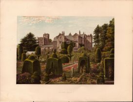 Levens Hall Haversham Lake District Gilt-Edge Coloured Antique Book Plate.