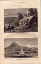 Zulu Wars the Cemetery At Rorke’s Drift 1879 Antique Woodcut Print.