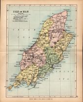 The Isle of Man 1895 Antique Victorian Coloured Map.