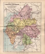 Lake District & Cumbria 1895 Antique Victorian Coloured Map.
