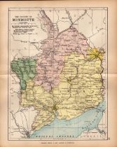 County Monmouthshire 1895 Antique Victorian Coloured Map.