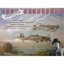 WW2 Battle Of Britain Hawker Hurricane Metal Wall Art Coin Display.