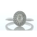 18ct White Gold Single Stone With Halo Setting Ring (0.43) 0.62 Carats