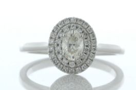 18ct White Gold Single Stone With Halo Setting Ring (0.43) 0.62 Carats